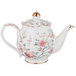 Чайник из фарфора белый с цветочным принтом Flower Porcelain Collection варинант исполнения - 1 | Loft Concept в Орле