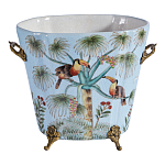 Кашпо из голубого фарфора с бронзовыми элементами Blue Garden варинант исполнения - 1 | Loft Concept в Орле