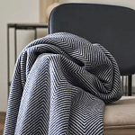 Плед из шерсти мериноса темно-синего цвета 130×180 см Indigo Waves варинант исполнения - 6 | Loft Concept в Орле