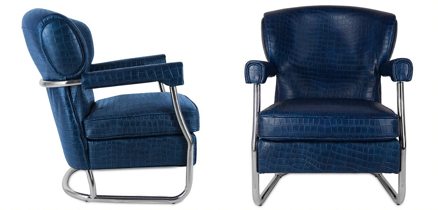 Кресло Eggert Armchair blue leather Кресло Eggert Armchair blue leather - Loft-Concept в Орле