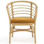 Кресло из ротанга с сиденьем из велюра Vini Rattan Armchair варинант исполнения - 2 | Loft Concept в Орле