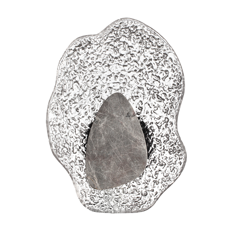 Бра с волнообразным стеклянным плафоном и вставкой из мрамора Liquid Stone Черный Прозрачное Стекло Серый Янтарный Коричневый Дымчатый (Smoke) в Орле | Loft Concept 