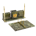 Настольный письменный набор из змеевика с гербом России Successful Leader варинант исполнения - 3 | Loft Concept в Орле