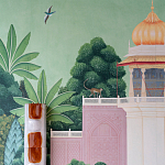 Обои ручная роспись Mahal Garden Original colourway on blue painted Xuan paper варинант исполнения - 3 | Loft Concept в Орле