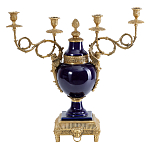 Подсвечник из темно-синего фарфора на бронзовой подставке с фигурками ангелов и декоративными ручками Eden Garden варинант исполнения - 1 | Loft Concept в Орле