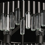 Люстра круглая из матового черного металла с подвесками из прозрачных стеклянных трубок Noir Tubes варинант исполнения - 8 | Loft Concept в Орле