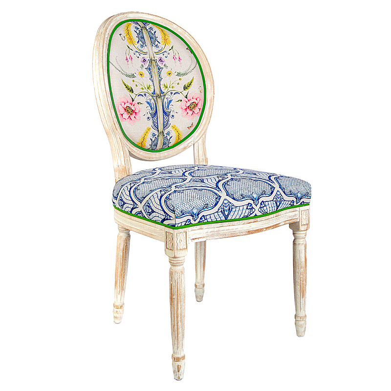 Стул Blue Flower Waltz Stool Бежевый Мульти Синий в Орле | Loft Concept 