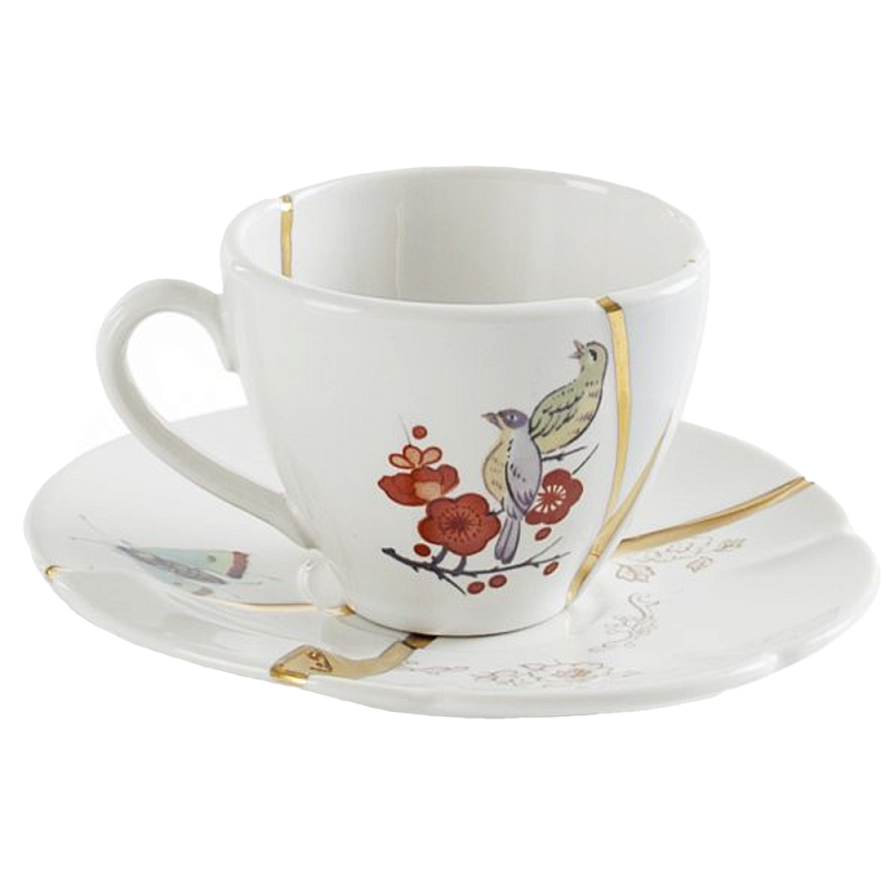Кофейная пара Seletti Kintsugi  Белый Золотой Мульти в Орле | Loft Concept 