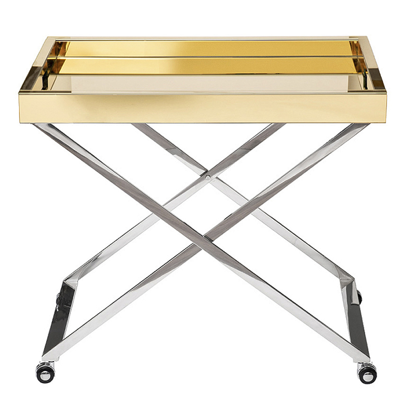 Стол сервировочный с зеркальной золотой столешницей Splendid Serving Table Золотой Хром Стол сервировочный с зеркальной золотой столешницей Splendid Serving Table Золотой Хром в Орле | Loft Concept