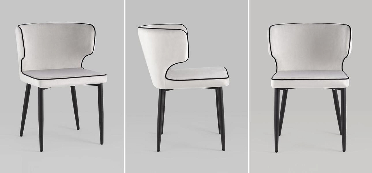 Стул Mateo Chair Молочный Велюр с Черным кантом Стул Mateo Chair Молочный Велюр с Черным кантом - Loft-Concept в Орле