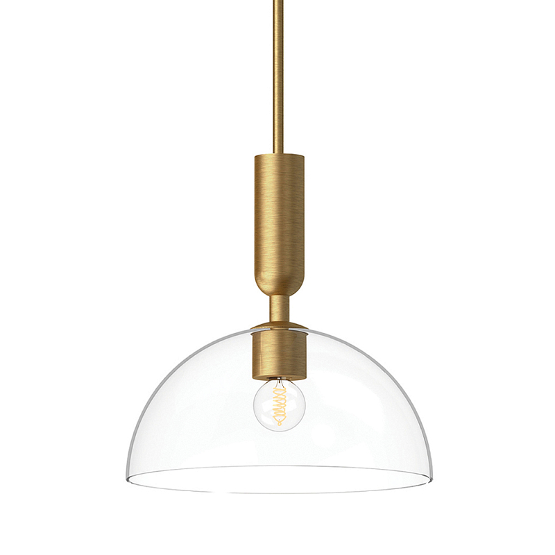 Подвесной светильник с прозрачным полусферическим стеклянным плафоном Alora Mood  Прозрачное Стекло Золотой в Орле | Loft Concept 