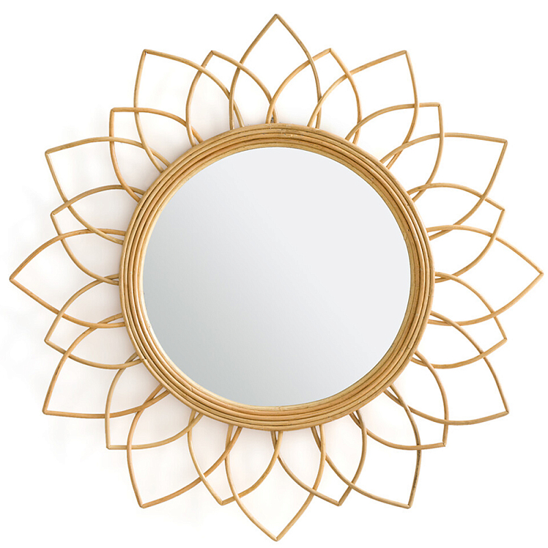 Зеркало из ротанга в форме цветка WICKER MIRROR 90 Бежевый Зеркало из ротанга в форме цветка WICKER MIRROR 90 Бежевый в Орле | Loft Concept