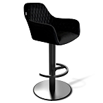 Барный стул вращающийся со спинкой и подлокотниками Douglas Rhombus Черный Велюр варинант исполнения - 1 | Loft Concept в Орле