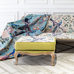 Банкетка из массива бука с изображением птиц и цветов Beige Green Chinoiserie Garden Banquette варинант исполнения - 3 | Loft Concept в Орле