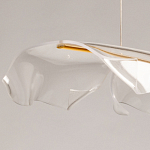 Люстра линейная с 3-мя белыми волнистыми плафонами Wave Line варинант исполнения - 8 | Loft Concept в Орле