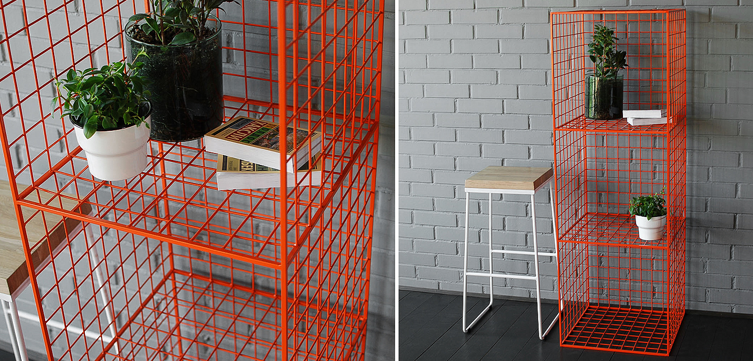 Стеллаж Carney Orange Industrial Metal Rust Rack Стеллаж Carney Orange Industrial Metal Rust Rack - Loft-Concept в Орле