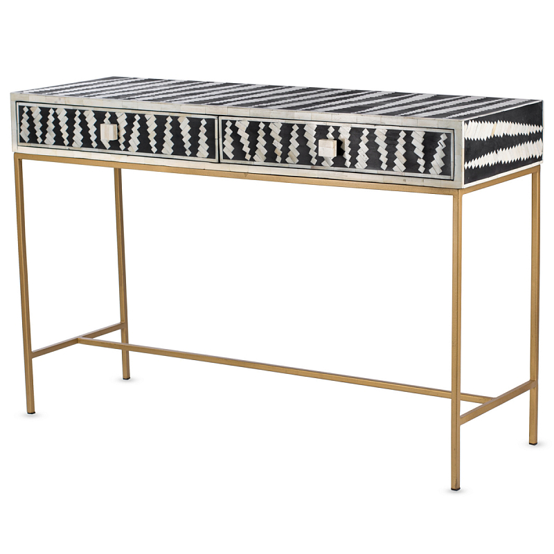 Консоль Mandika Bone Inlay Console ivory ( слоновая кость ) Черный Бронза Консоль Mandika Bone Inlay Console ivory ( слоновая кость ) Черный Бронза в Орле | Loft Concept