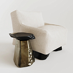 Кресло Cannes с мягкой обивкой букле молочного цвета  варинант исполнения - 1 | Loft Concept в Орле