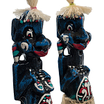 Комплект из 2-х деревянных статуэток Asmat Straw Headdress Statuettes Blue Red варинант исполнения - 3 | Loft Concept в Орле