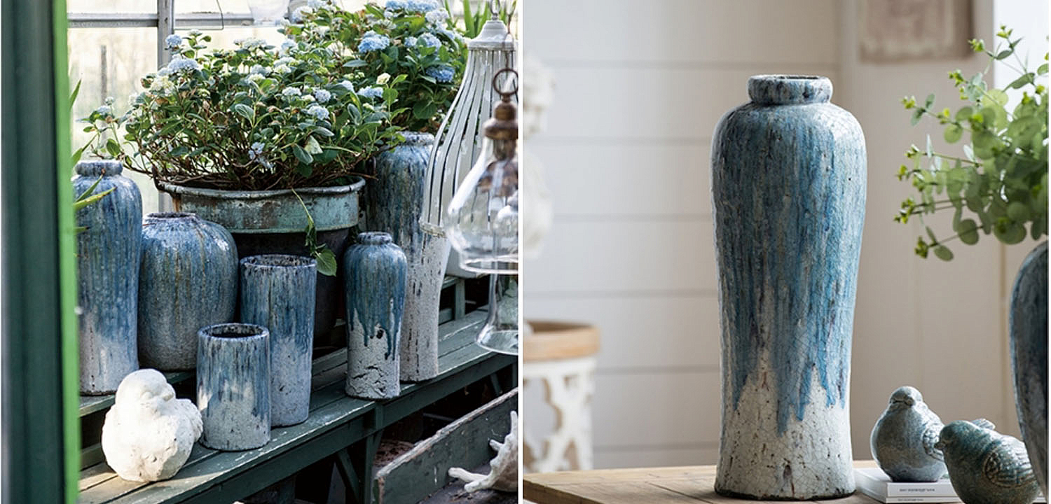 Ваза Terracotta Vase blue-white high Ваза Terracotta Vase blue-white high - Loft-Concept в Орле