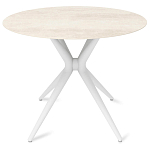 Стол обеденный с круглой столешницей из керамики на четырех белых ножках Sand Ceramics варинант исполнения - 1 | Loft Concept в Орле