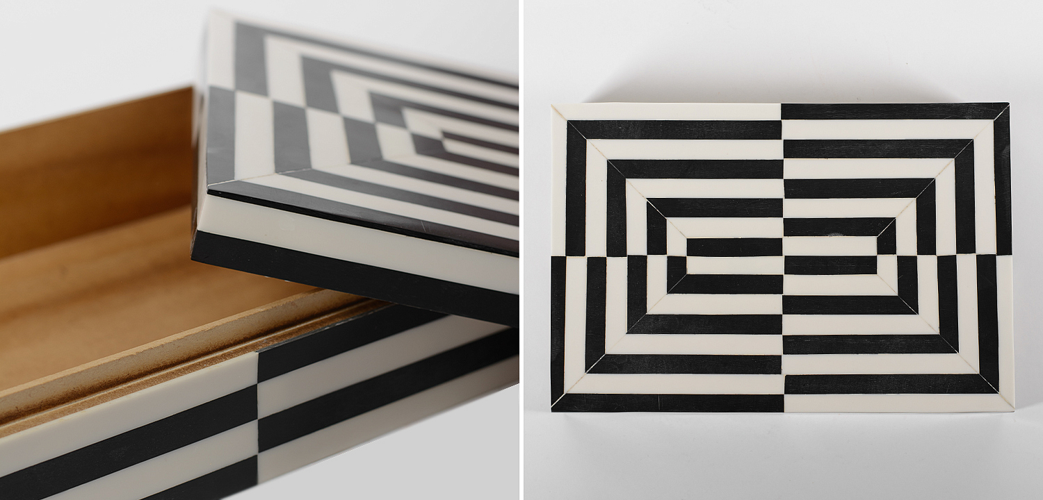 Шкатулка Black White Stripes Bone Inlay Шкатулка Black White Stripes Bone Inlay - Loft-Concept в Орле