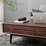 Кофейный стол из массива дерева с выдвижными ящиками Coffee Walnut Table варинант исполнения - 5 | Loft Concept в Орле