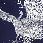 Обои ручная роспись в стиле Арт-деко Whistler Peacocks Special Colourway on Empire Blue dyed silk варинант исполнения - 2 | Loft Concept в Орле