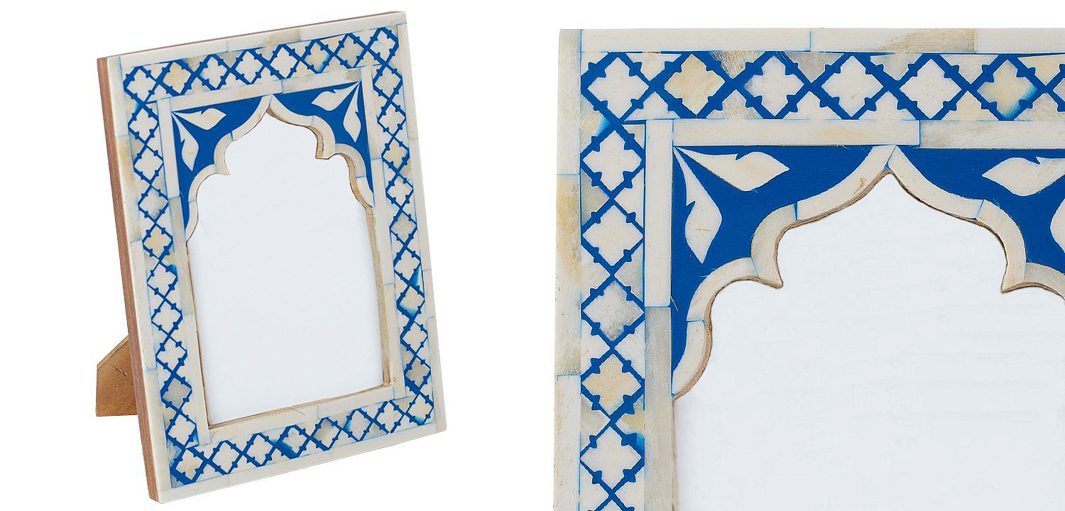 Photo Frame Blue White Moroccan Bone Mosaic Photo Frame Blue White Moroccan Bone Mosaic - Loft-Concept в Орле
