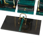 Настольный письменный набор из змеевика тёмно-зелёного цвета с декором в виде орла Successful Leader варинант исполнения - 4 | Loft Concept в Орле