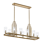 Люстра прямоугольная цвета латунь с прозрачными рифлеными цилиндрическими плафонами Kichler варинант исполнения - 2 | Loft Concept в Орле