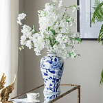 Ваза с бело-синей росписью и изображением цветов Blue & White Ornament варинант исполнения - 4 | Loft Concept в Орле