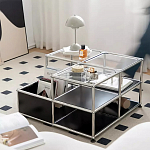 Дизайнерский журнальный стол квадратный с полками Akydy варинант исполнения - 1 | Loft Concept в Орле