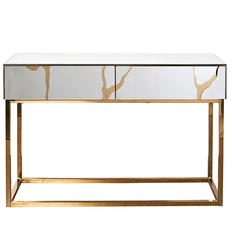 Консоль с ящиками зеркальная с золотым декором Gold Painted Mirror Console Зеркало Золотой Консоль с ящиками зеркальная с золотым декором Gold Painted Mirror Console Зеркало Золотой в Орле | Loft Concept
