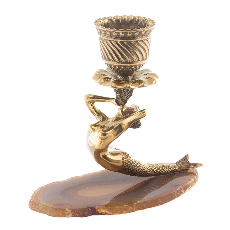 Подсвечник бронзовый из натурального камня агат Stone Candlestick Коричневый Золотой Подсвечник бронзовый из натурального камня агат Stone Candlestick Коричневый Золотой в Орле | Loft Concept