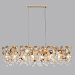 Люстра линейная с подвесками в форме монеток и золотистыми круглыми элементами из металла в виде лепестков FAIRYTREE Light варинант исполнения - 4 | Loft Concept в Орле