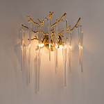 Бра золотого цвета с разветвленными ветвями и длинными прозрачными подвесками в форме стеклянных сосулек Droplet Chandelier варинант исполнения - 2 | Loft Concept в Орле