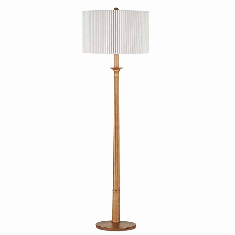 Торшер с фактурным абажуром на деревянном основании Pleated Floor Lamp Торшер с фактурным абажуром на деревянном основании Pleated Floor Lamp в Орле | Loft Concept