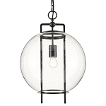 Подвесной светильник в форме шара из прозрачного стекла на линейном черном каркасе  Glass Ball with Seeds варинант исполнения - 2 | Loft Concept в Орле