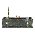 Настольный письменный набор из змеевика с подставкой под календарь и часами Successful Leader варинант исполнения - 3 | Loft Concept в Орле