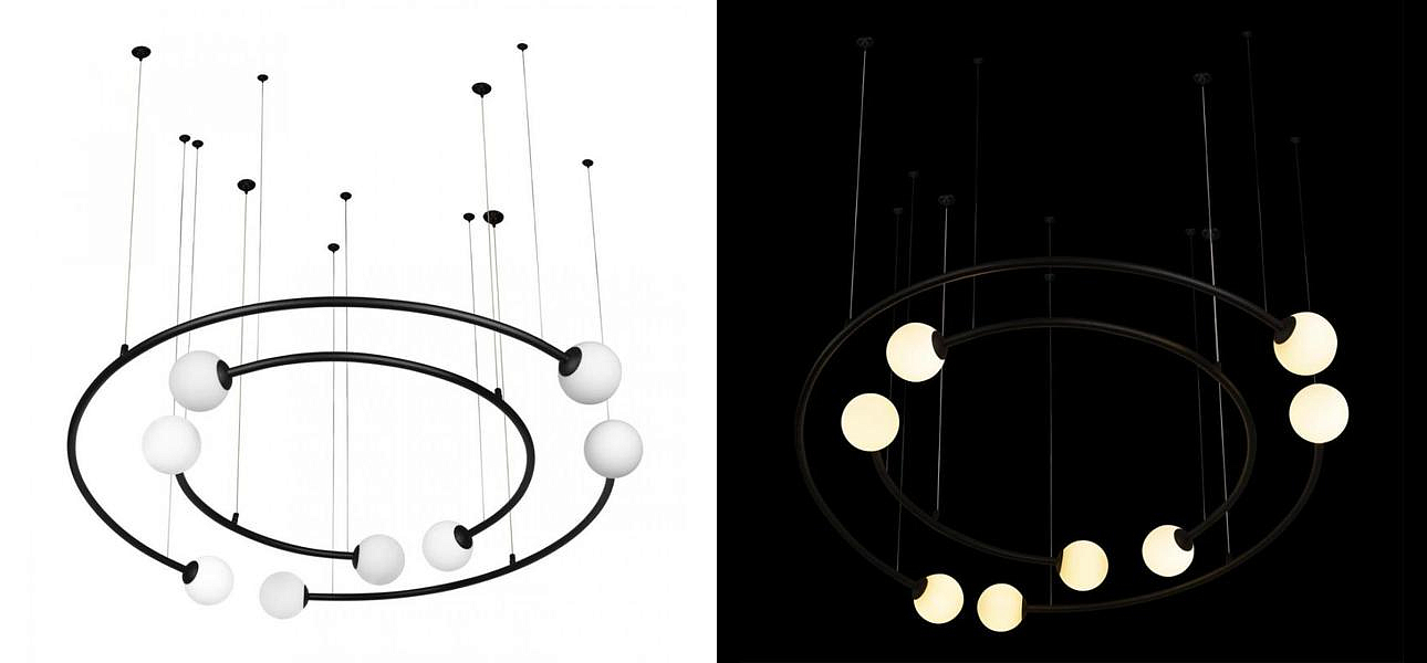 Дизайнерская Модульная Люстра PLANETARY two rings Black 100 см Дизайнерская Модульная Люстра PLANETARY two rings Black 100 см - Loft-Concept в Орле