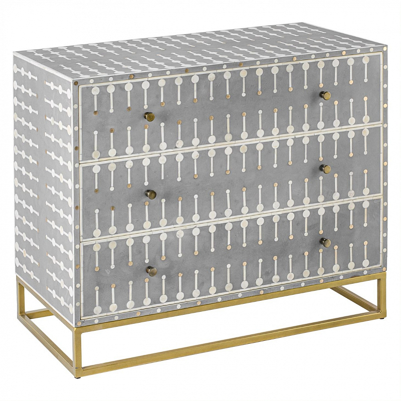 Комод серый кость BONE INLAY 3 DRAWER Белый Серый Комод серый кость BONE INLAY 3 DRAWER Белый Серый в Орле | Loft Concept