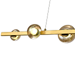 Люстра светодиодная линейная с 6-ю круглыми плафонами коньячного цвета Iona Chandelier Brass  варинант исполнения - 2 | Loft Concept в Орле