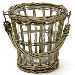 Кашпо стеклянное в плетёной корзине Timber варинант исполнения - 1 | Loft Concept в Орле
