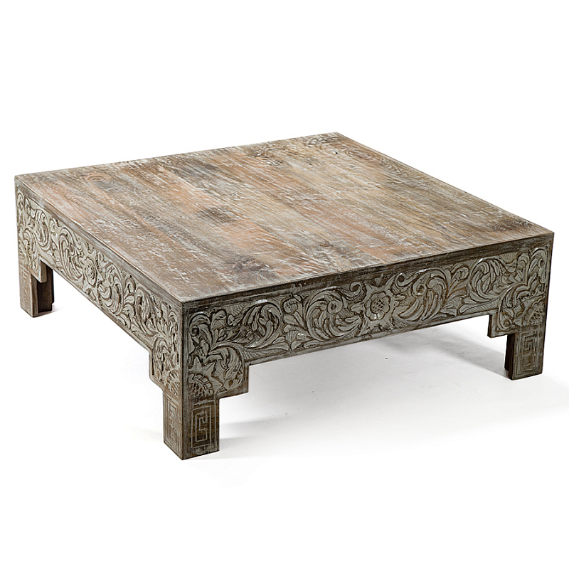 Кофейный стол Carved Сoffee table ручная резьба по дереву Коричневый винтаж в Орле | Loft Concept 