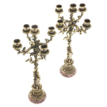 Подсвечники из бронзы на 10 свечей на подставке из камня креноид Stone Candlestick варинант исполнения - 2 | Loft Concept в Орле