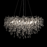 Люстра подвесная с прозрачными стеклянными подвесками в форме капель Диаметр 80 см Droplet Chandelier варинант исполнения - 6 | Loft Concept в Орле