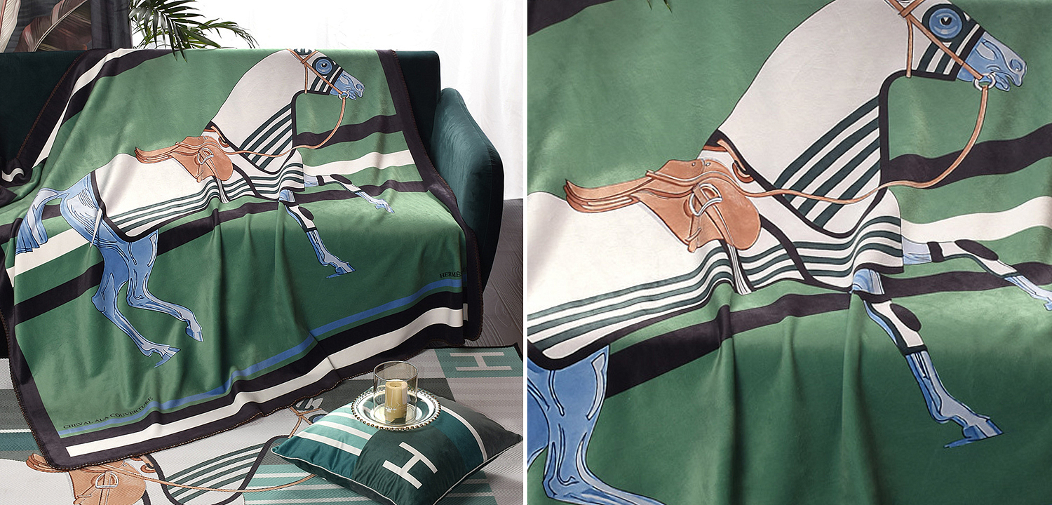 Плед Hermes Horse Green Plaid Плед Hermes Horse Green Plaid - Loft-Concept в Орле