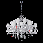 Люстра многоярусная с 30-ю белыми текстильными абажурами и хрустальными подвесками Lustre Reverie варинант исполнения - 2 | Loft Concept в Орле