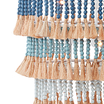 Люстра трехъярусная с декором из круглых деревянных бусин с кисточками Blue Wooden Beads Chandelier варинант исполнения - 2 | Loft Concept в Орле